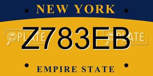 Z783EB New York License Plate