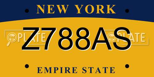 Z788AS New York License Plate