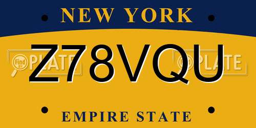 Z78VQU New York License Plate