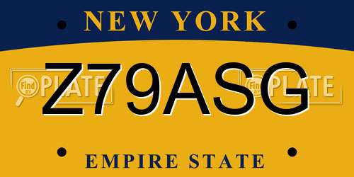 Z79ASG New York License Plate