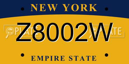 Z8002W New York License Plate