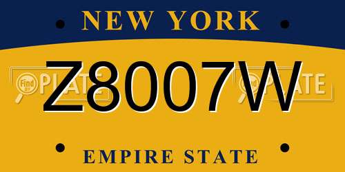 Z8007W New York License Plate