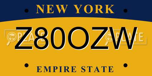 Z80OZW New York License Plate