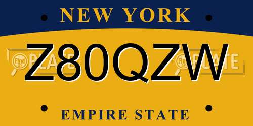 Z80QZW New York License Plate