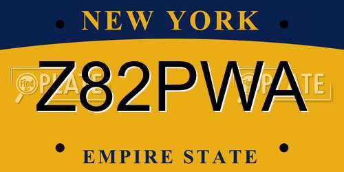 Z82PWA New York License Plate