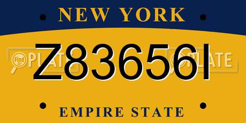 Z83656I New York License Plate