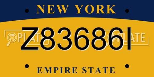 Z83686I New York License Plate