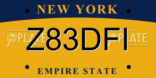Z83DFI New York License Plate