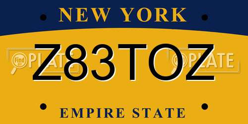 Z83TOZ New York License Plate