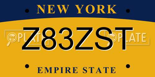 Z83ZST New York License Plate