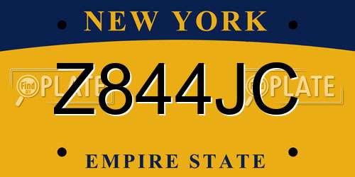 Z844JC New York License Plate