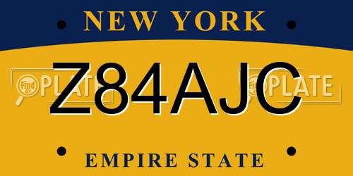 Z84AJC New York License Plate