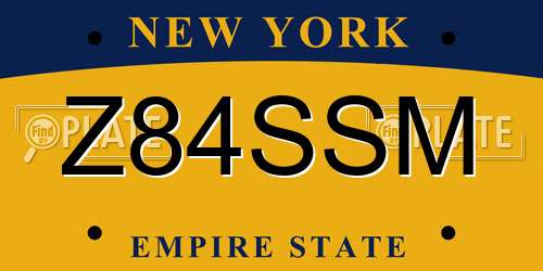 Z84SSM New York License Plate