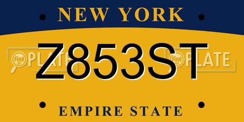 Z853ST New York License Plate