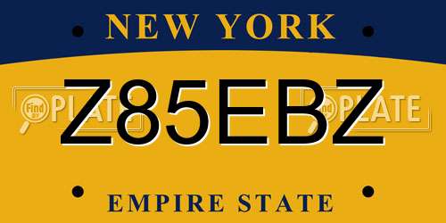 Z85EBZ New York License Plate