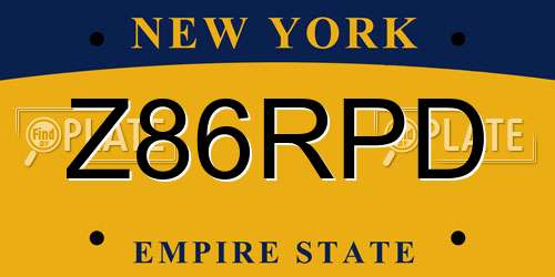 Z86RPD New York License Plate