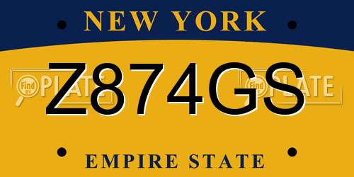 Z874GS New York License Plate