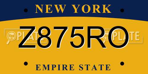 Z875RO New York License Plate