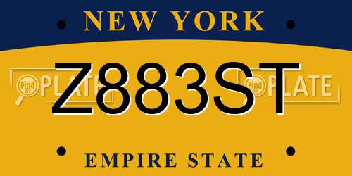 Z883ST New York License Plate