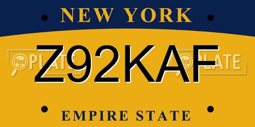 Z92KAF New York License Plate