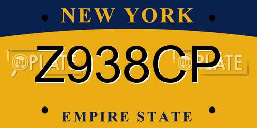Z938CP New York License Plate