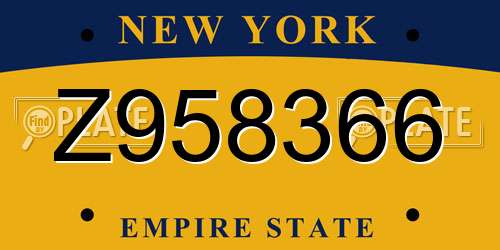 Z958366 New York License Plate