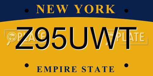 Z95UWT New York License Plate