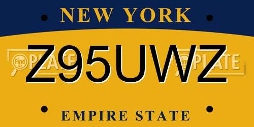 Z95UWZ New York License Plate