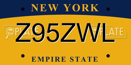 Z95ZWL New York License Plate