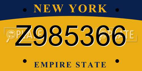 Z985366 New York License Plate