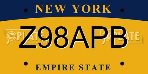 Z98APB New York License Plate