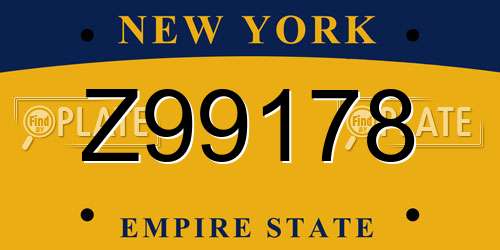 Z99178 New York License Plate