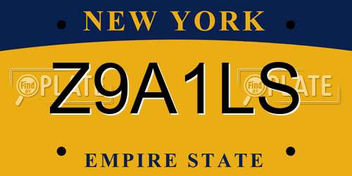 Z9A1LS New York License Plate