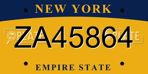 ZA45864 New York License Plate