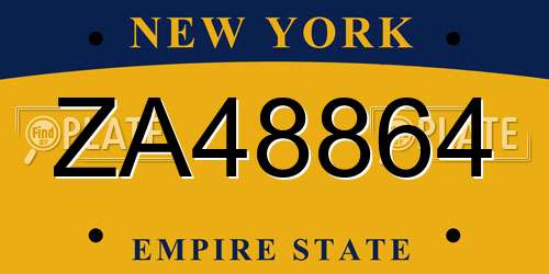 ZA48864 New York License Plate