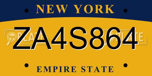 ZA4S864 New York License Plate