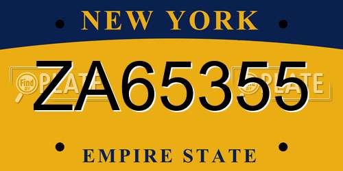 ZA65355 New York License Plate
