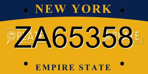 ZA65358 New York License Plate