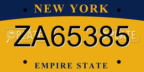 ZA65385 New York License Plate