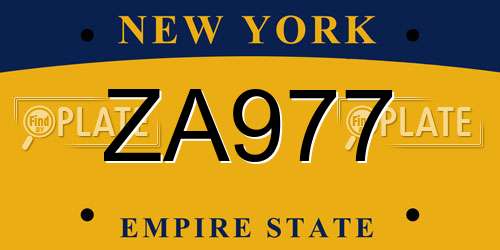 ZA977 New York License Plate