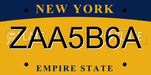 ZAA5B6A New York License Plate