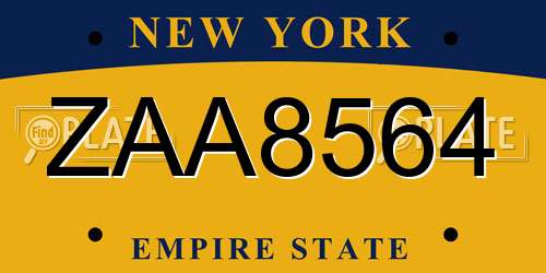 ZAA8564 New York License Plate