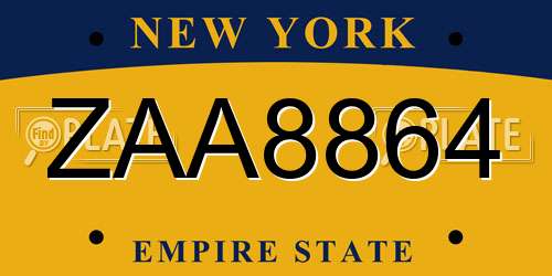 ZAA8864 New York License Plate