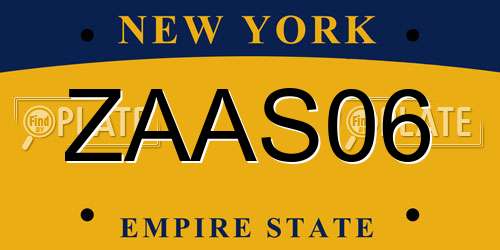 ZAAS06 New York License Plate