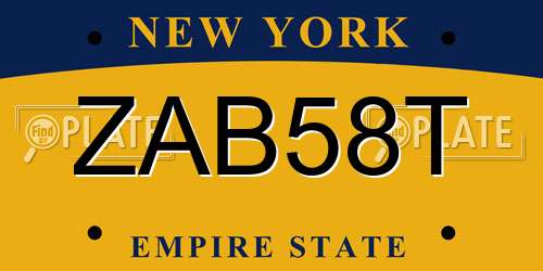 ZAB58T New York License Plate