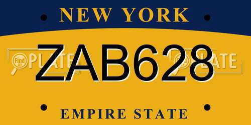 ZAB628 New York License Plate