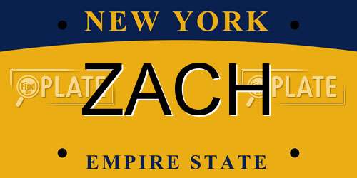 ZACH New York License Plate