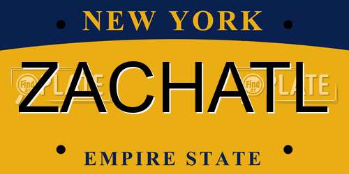 ZACHATL New York License Plate