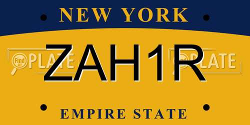 ZAH1R New York License Plate