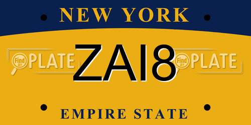 ZAI8 New York License Plate